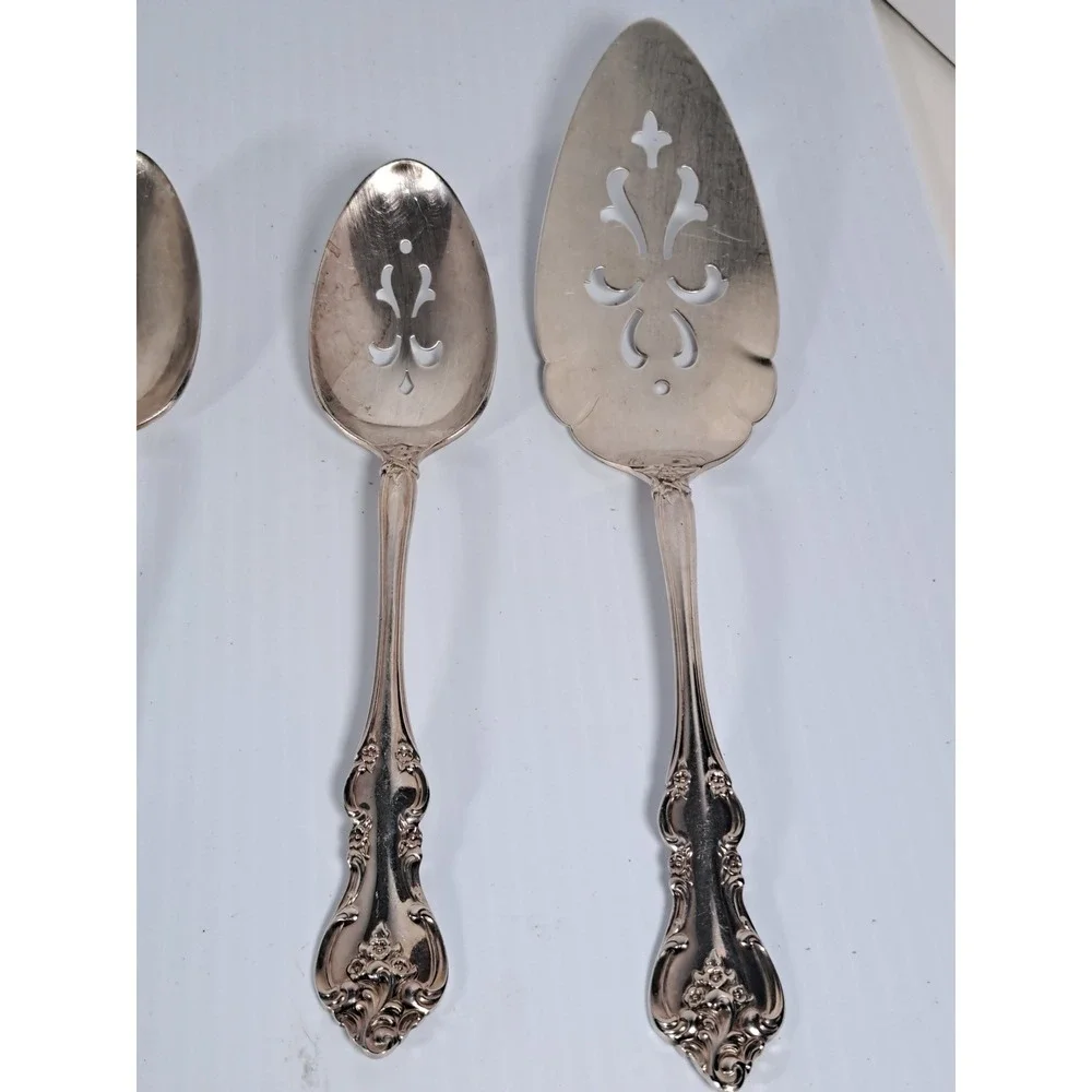 International DeepSilver Orleans‎ Silverplate Serving Set 8pc Ornate Floral